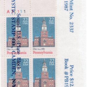 Scott #2337 Pennsylvania Plate Block of 4 Stamps - Mystic UL