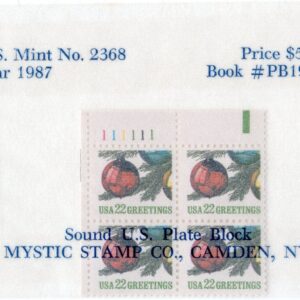 Scott #2368 Christmas Tree Plate Block of 4 Stamps - Mystic