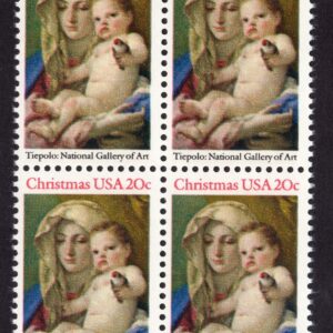 Scott #2026 Christmas Madonna (Tiepolo) Block of 4 Stamps - MNH