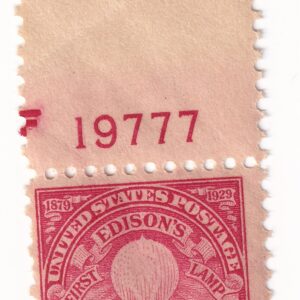 Scott #654 Edison's Lamp Plate # Single Stamp - MNH P#19777