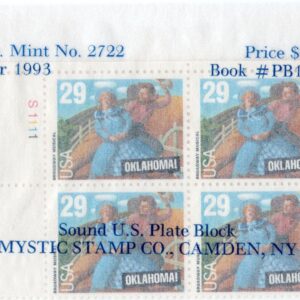Scott #2722 Oklahoma! Plate Block of 4 Stamps - Mystic UL