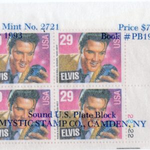 Scott #2721 Elvis Presley Plate Block of 4 Stamps - Mystic