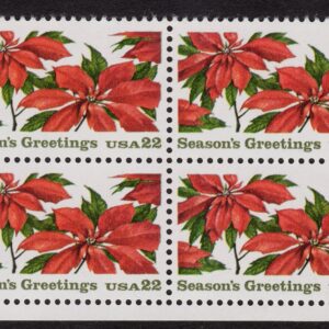 Scott #2166 Christmas Poinsettia Block of 4 Stamps - MNH