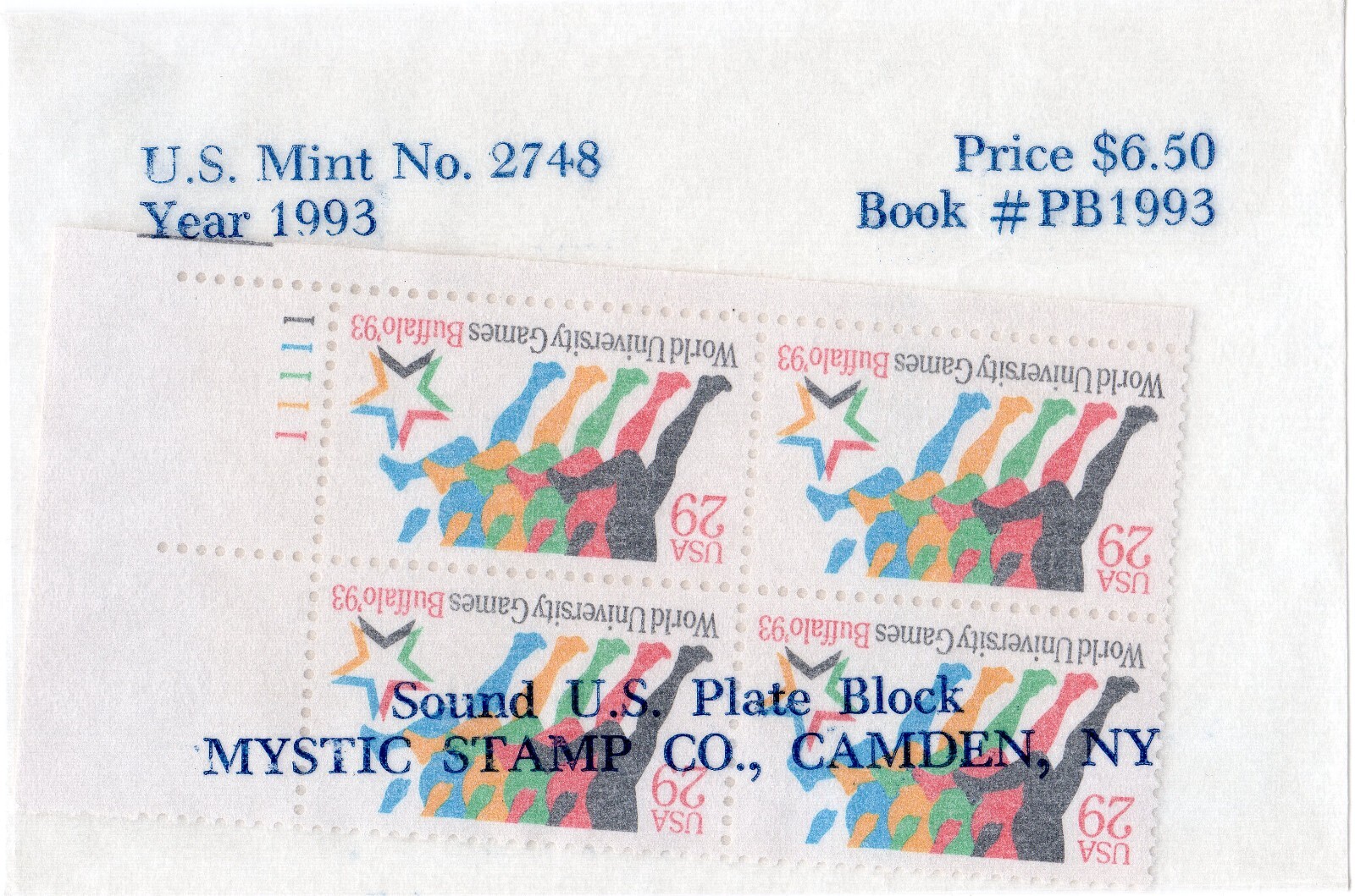 Scott #2748 Runners (World University Games) Plate Block of 4 Stamps - Mystic