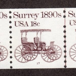 Scott #1907 Surrey 1890s Plate # (PNC5) Coil of 5 Stamps MNH P#17 Perf Skip EFO