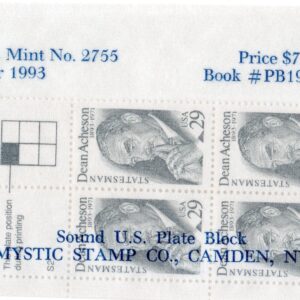 Scott #2755 Dean Acheson Plate Block of 4 Stamps - Mystic