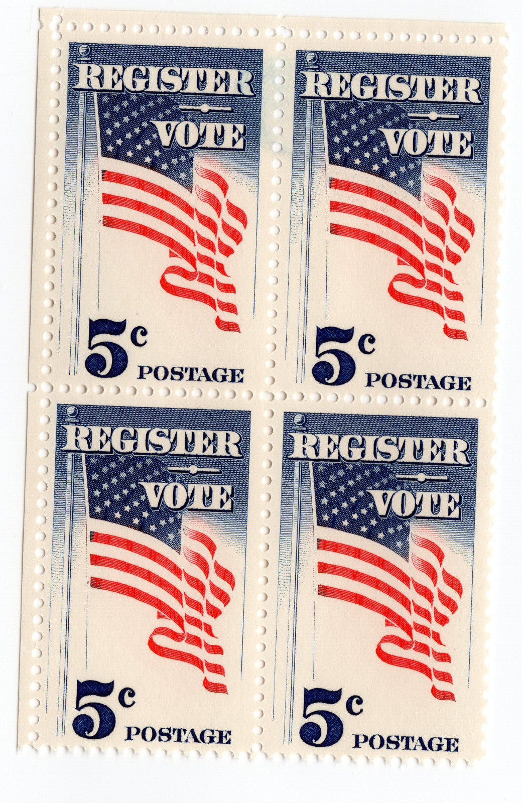 Scott #1249 Register to Vote 5¢ Block of 4 Stamps - MNH