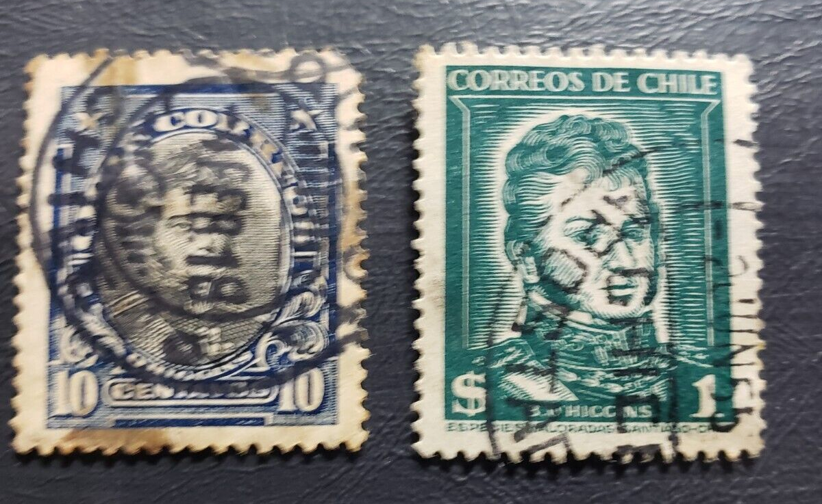 Stamp Latin America Chile Bernardo O' Higgins 1915 & 1952