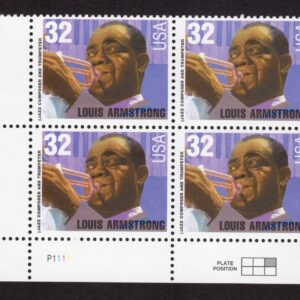 Scott #2982 Louis Armstrong 32¢ Plate Block of 4 Stamps - MNH P#1111 LL
