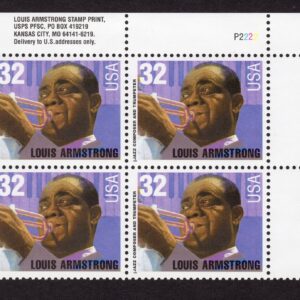 Scott #2982 Louis Armstrong 32¢ Plate Block of 4 Stamps - MNH P#2222 UR