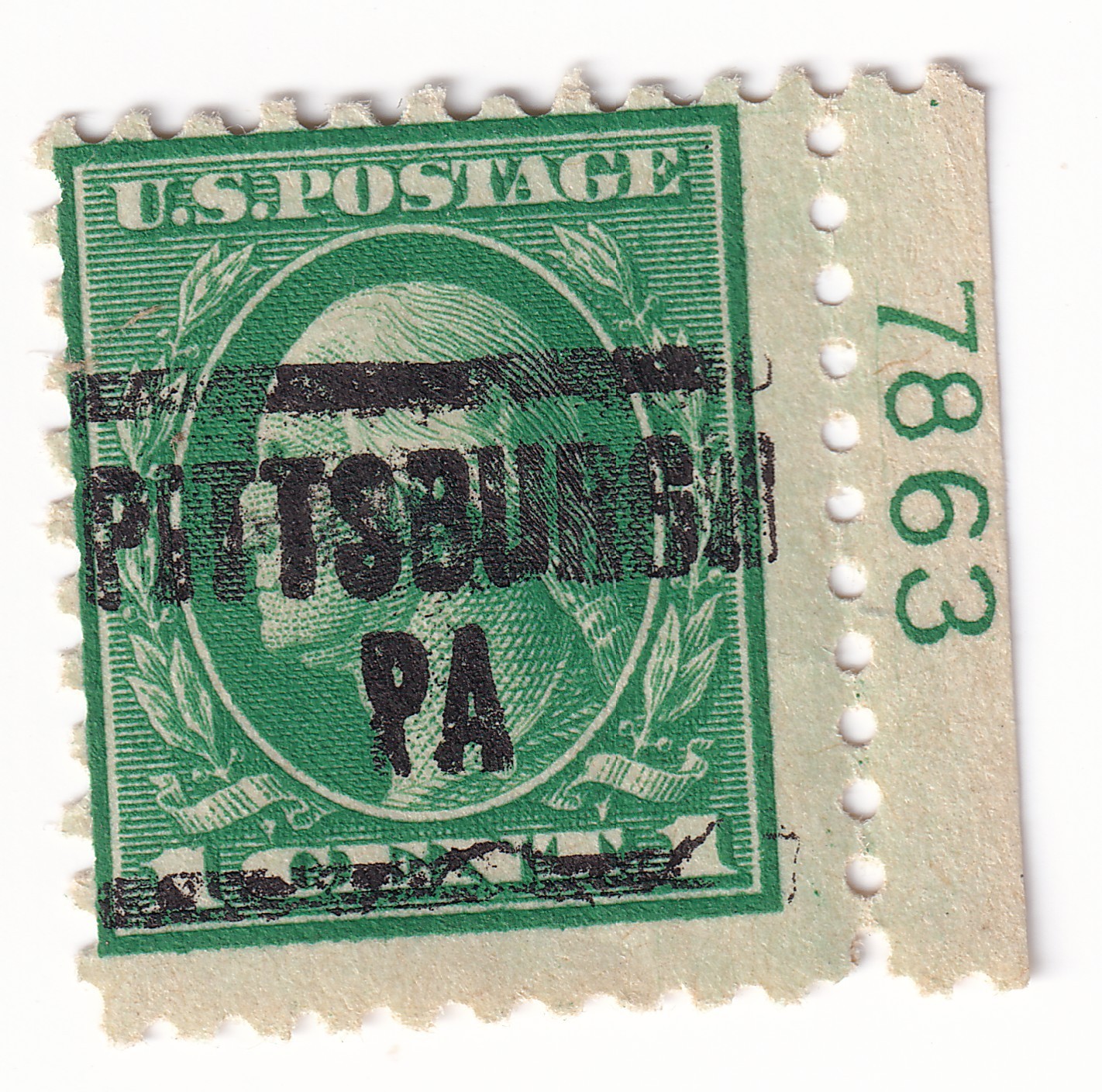 Scott #462 George Washington Precancel Plate # Single Stamp - MVLH Pittsburgh