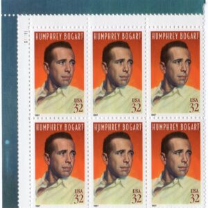 Scott #3152 Humphrey Bogart Plate Block of 6 Stamps - MNH (UL)