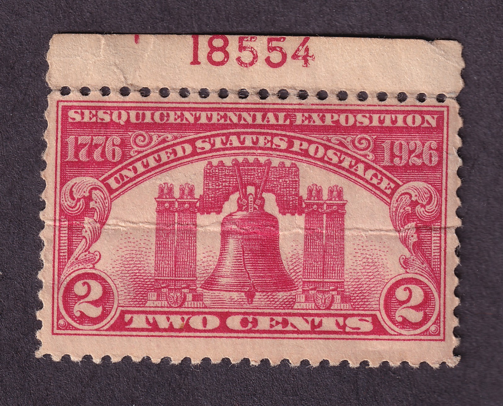 Scott #627 Liberty Bell Plate # Single Stamp - Damaged P#18554