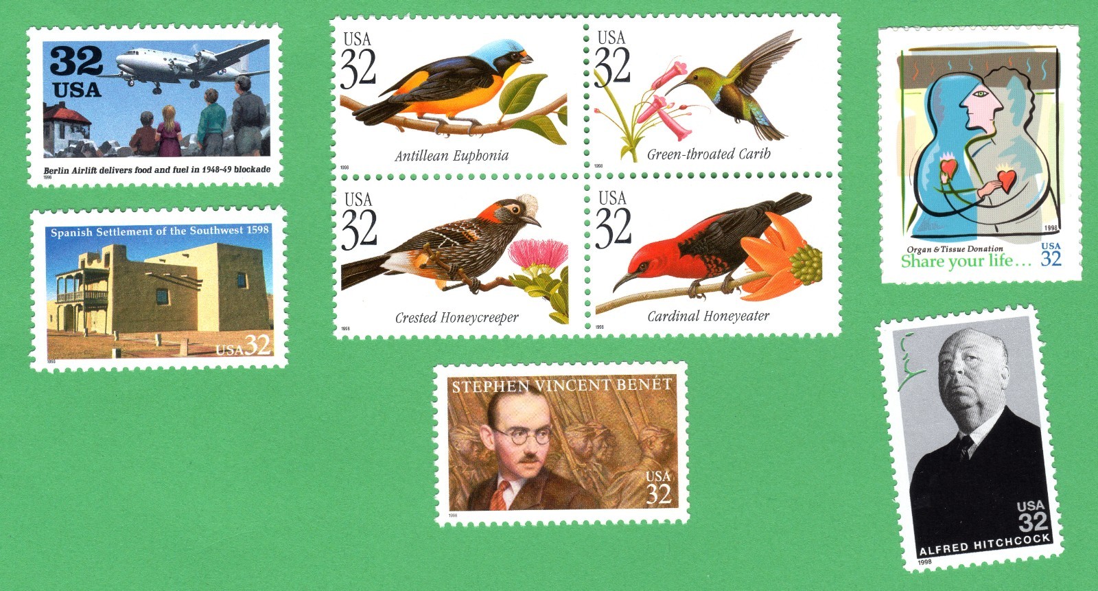 Scott #3211-3220-3221-3225a-3226-3227 1998 Single Stamps - MNH