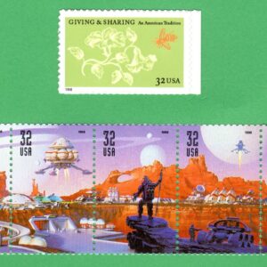 Scott #3242a-3243 Space Discovery Giving Sharing Strip of 5 & Single Stamps MNH