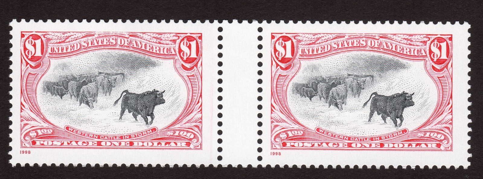Scott #3210 Trans-Mississippi Cattle in the Storm Pair of Stamps - MNH