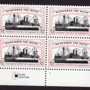 Scott #3192 Remember the Maine (Spanish War) Block of 4 Stamps - MNH