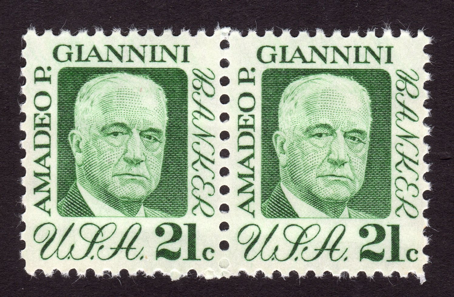 Scott #1400 Amadeo P. Giannini Pair of Stamps - MNH #2