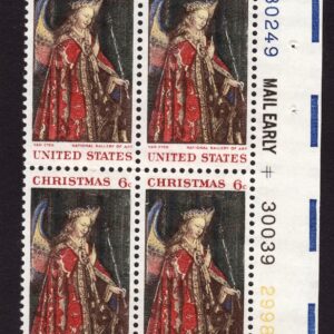 Scott #1363a Angel Gabriel (van Eyck) Mail Early Block of 4 Stamps - MNH Right