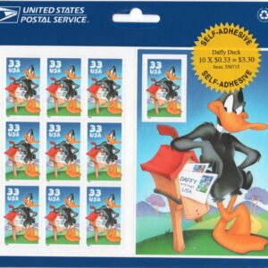 Scott #3306 Daffy Duck Full Sheet of 10 Stamps - Sealed Blue