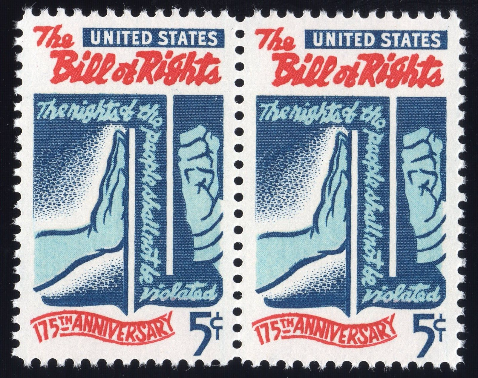 Scott #1312 Bill of Rights Horizontal Pair of Stamps - MNH