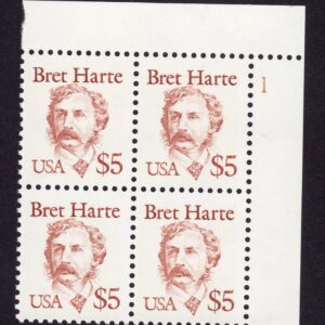 Scott #2196 Bret Harte (Writer, Poet) Plate Block of 4 Stamps - MNH P#1 UR A