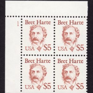 Scott #2196 Bret Harte (Writer, Poet) Plate Block of 4 Stamps - MNH P#1 UL