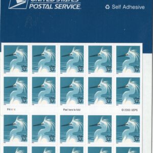 Scott #3830De Snowy Egret w/USPS Microprinting Booklet of 20 Stamps - Sealed