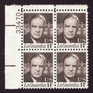 Scott #1397 Fiorello LaGuardia Plate Block of 4 Stamps - MNH P#33470 UL #1
