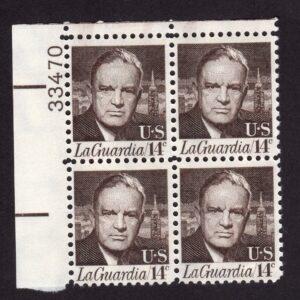Scott #1397 Fiorello LaGuardia Plate Block of 4 Stamps - MNH P#33470 UL #2