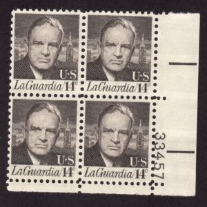 Scott #1397 Fiorello LaGuardia Plate Block of 4 Stamps - MNH P#33457 LR