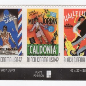 Scott #4340a (4337-4340) Black Cinema Plate Block of 5 Stamps - MNH