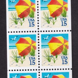Scott #2443a 15¢ Beach Umbrella Booklet Pane of 10 Stamps - MNH P#11111 Never f