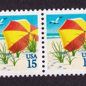 Scott #2443 Beach Umbrella Booklet Horizontal Pair of Stamps - MNH