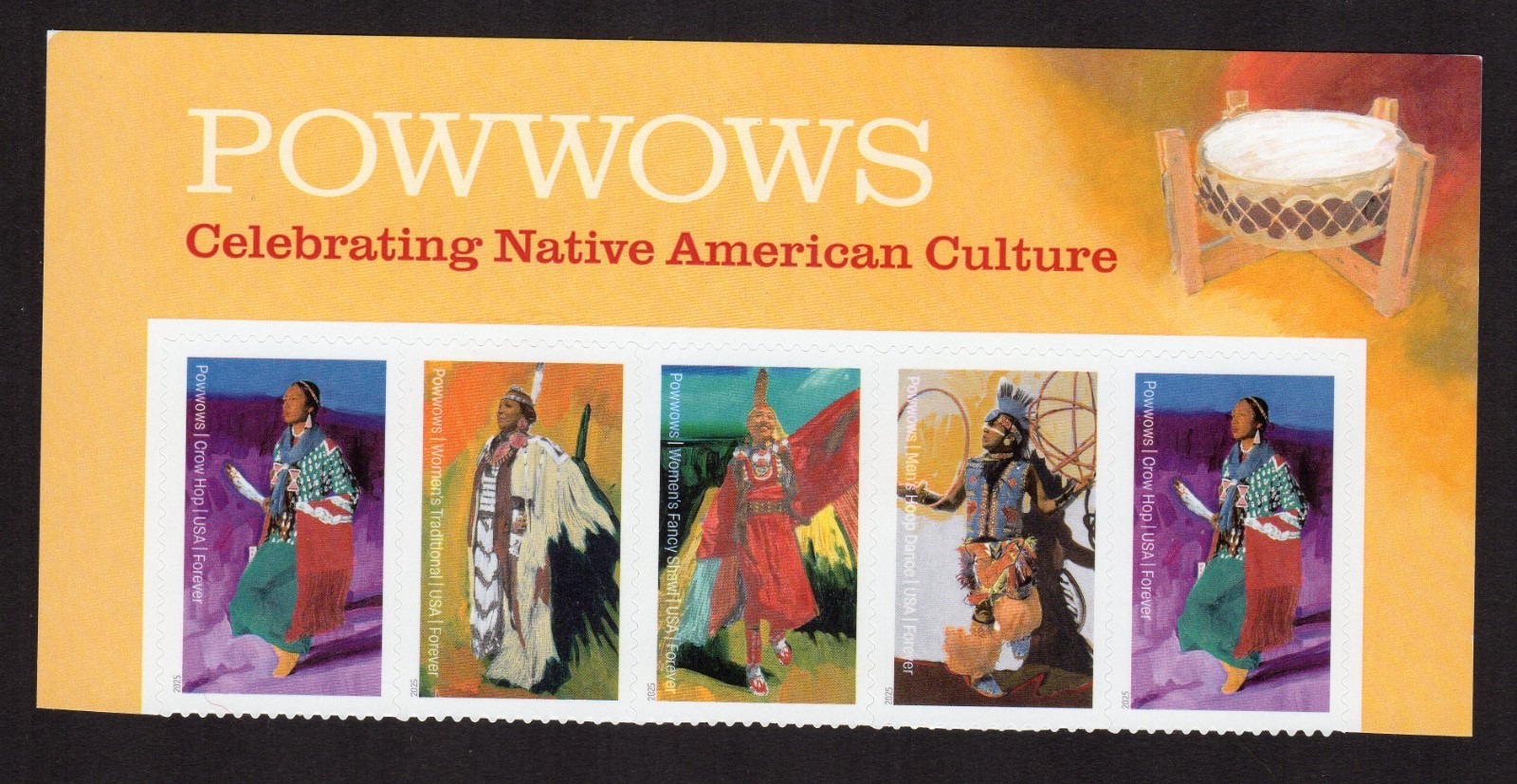 Scott #5978-5981a PowWows Native American Culture Title Block 5 Stamps - MNH