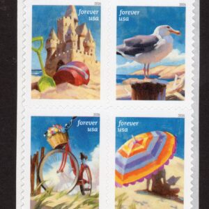 Scott #6073a (6070) A Day at the Beach Booklet Block of 4 Forever Stamps - MNH