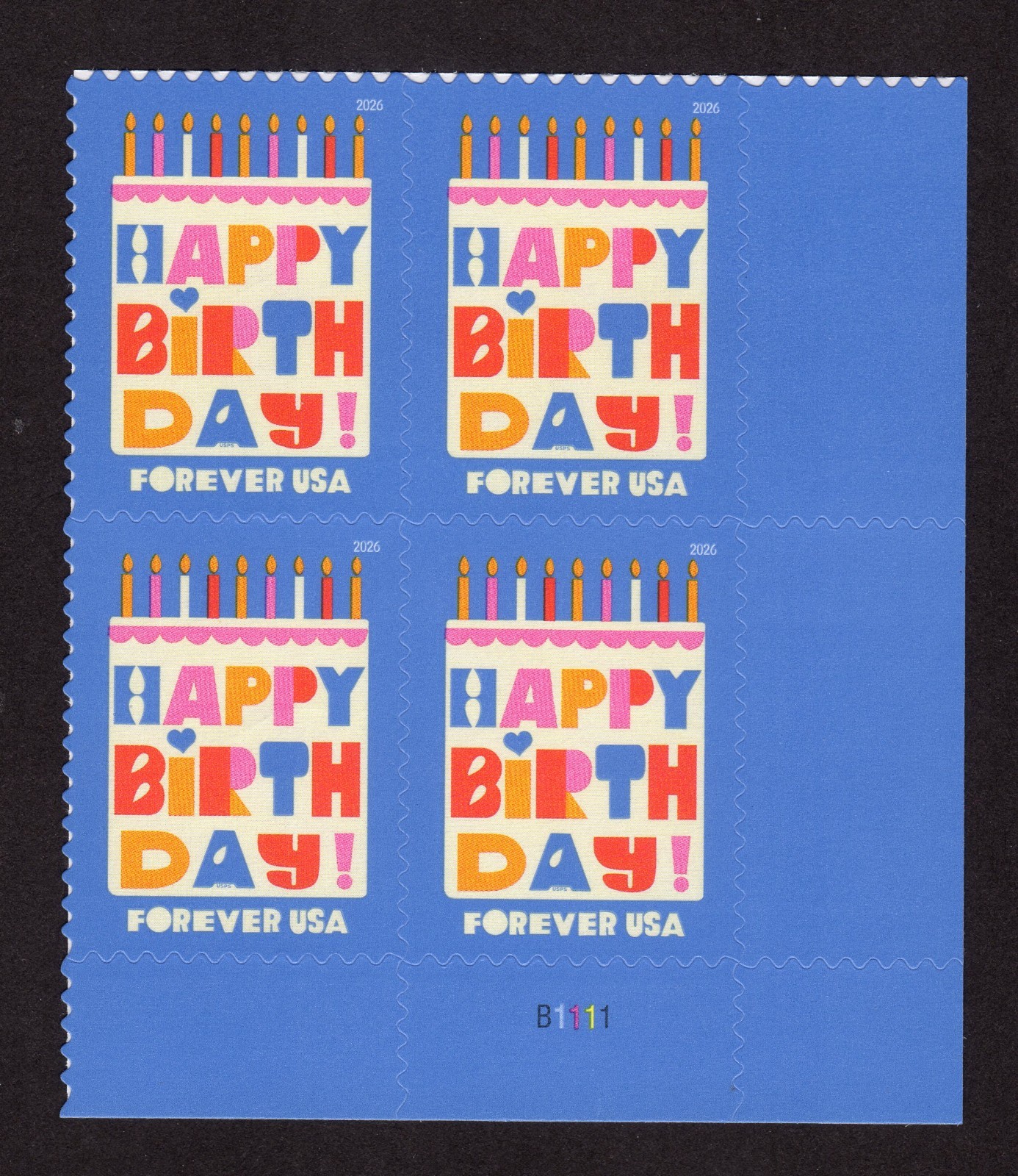 Scott #6069 Happy Birthday Plate Block of 4 Forever Stamps - MNH