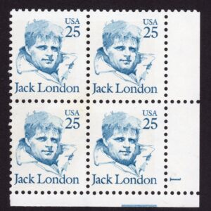 Scott #2182 Jack London Plate Block Of 4 Stamps - MNH P#1 LR