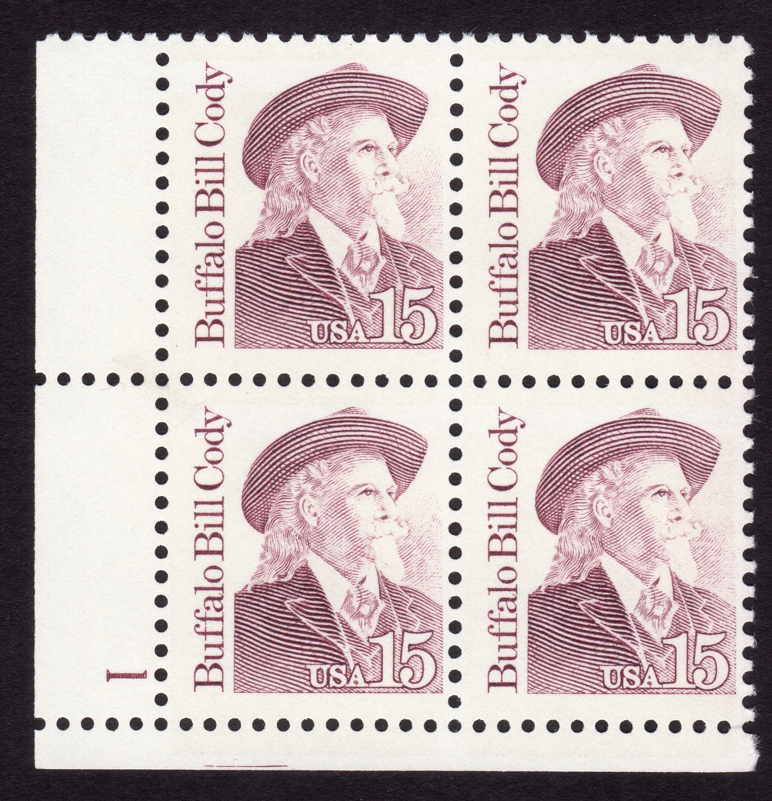 Scott #2177 Buffalo Bill Cody Plate Block of 4 Stamps - MNH P#1 LL