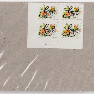 Scott #5255 Love Flourishes Plate Block of 4 Forever Stamps - Sealed