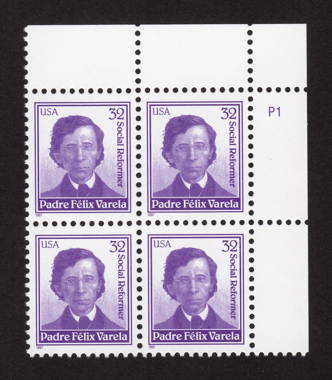 Scott #3166 Padre Felix Varela Plate Block of 4 Stamps - MNH UR