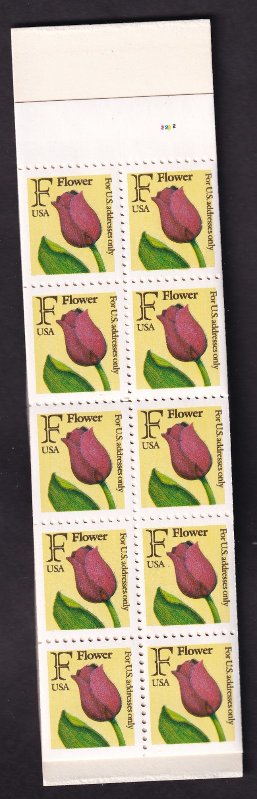 Scott #BK183 (2519a) Tulip Flowers F Rate Booklet of 20 Stamps - MNH P#2222 (C)