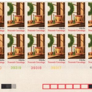 Scott #1843 Christmas Wreath & Toys Plate Block of 20 Stamps - MNH
