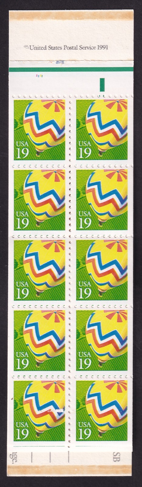 Scott #BK187 (2530a) 19¢ Hot Air Balloons Booklet of 20 Stamps - MNH P#2222