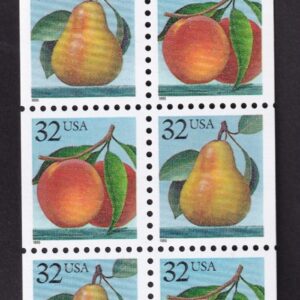 Scott #2488a Peach & Pear Booklet Pane of 10 Stamps w/Tab - MNH w/Register