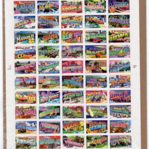 Scott #3745a (3696-3745) Greetings America Full Sheet of 50 Stamps - Sealed