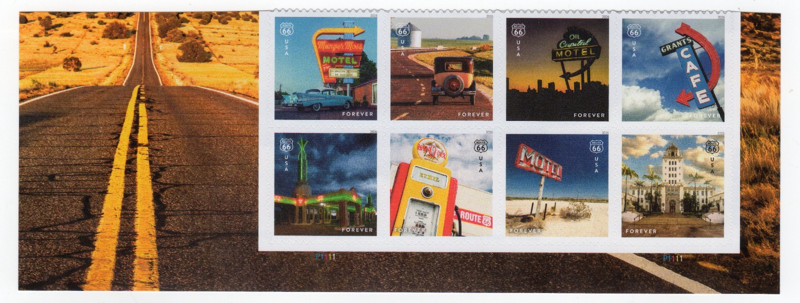 Scott #6074-6081 Route 66 Plate Block of 8 Forever Stamps - MNH In Stock