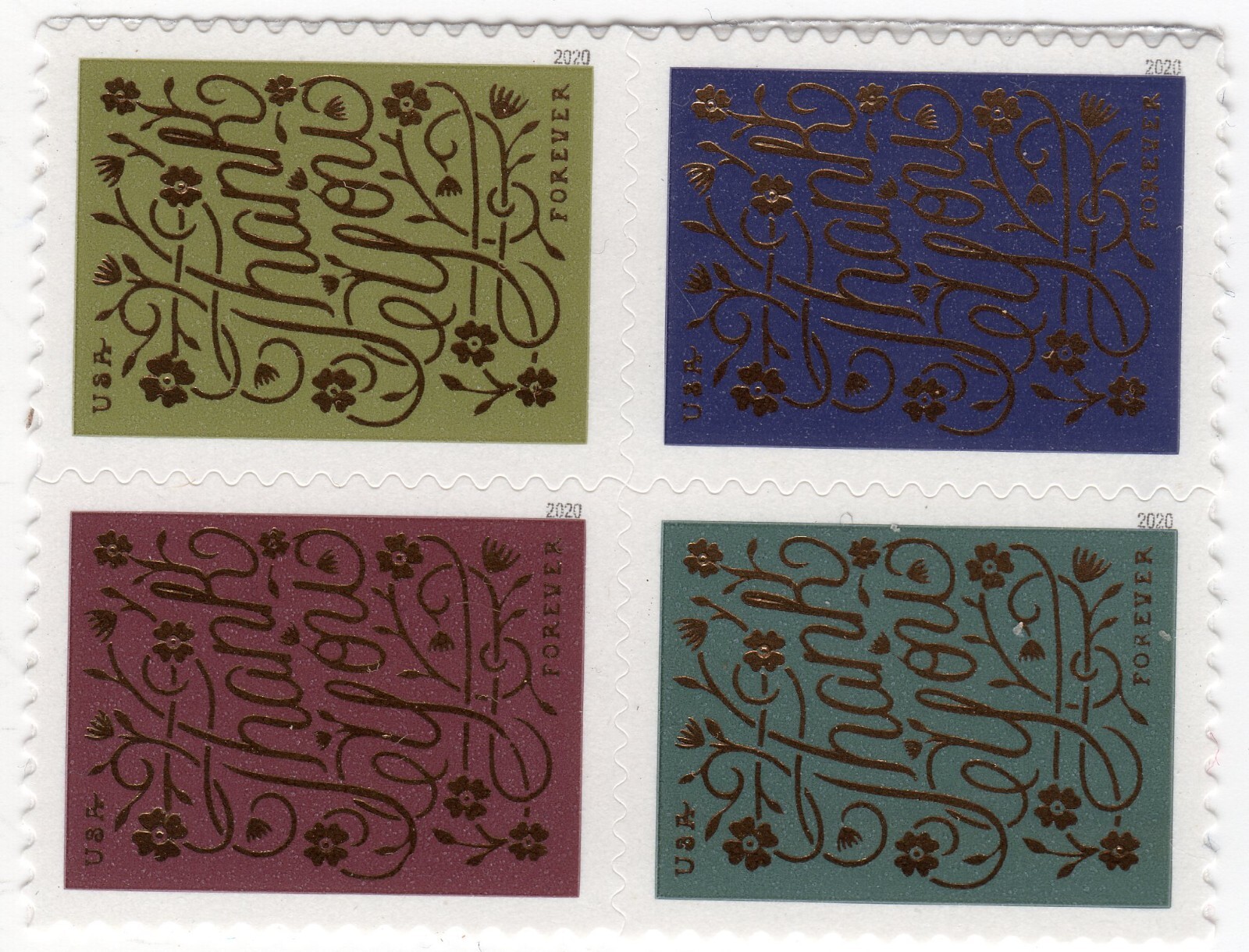 Scott #5522a (5519-5522) Thank You Block of 4 Forever Stamps - MNH