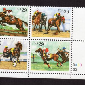 Scott #2759a (2756-59) Sporting Horses Plate Block of 4 Stamps MNH P#S3-3333 LR