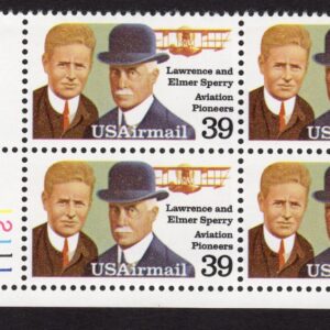 Scott #c114 Lawrence & Elmer Sperry Plate Block of 4 Stamps - MNH P#12111 LL